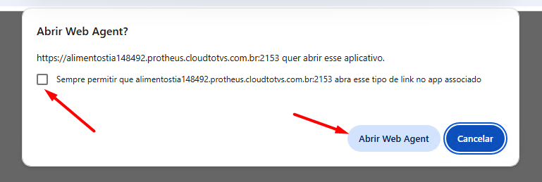 Confirmacao do download do WebAgent